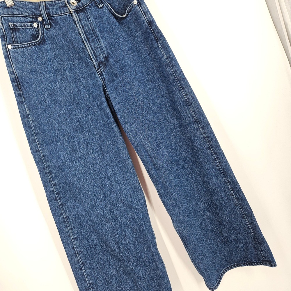 Rag & Bone Andi Wide-leg Jeans Blue Dark Wash High-rise Ankle Baggy Denim Sz 26 - Picture 2 of 9